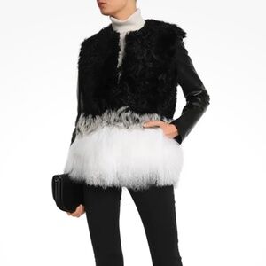 NWT Ashley B Leather & Fur Jacket -XS